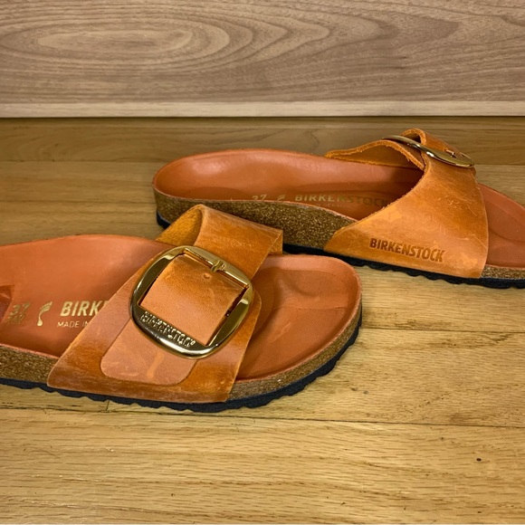 Birkenstock Madrid Big Buckle Oiled Leather Sandals in Burnt Orange - Size 37 - Picture 3 of 10